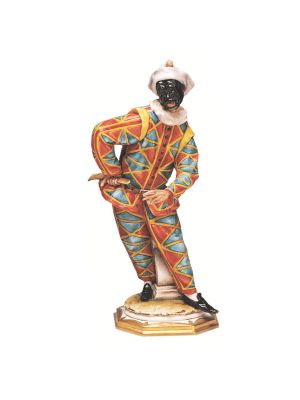 ARLECCHINO Statuetta statuina figura porcellana Capodimonte fatto a mano Made in Italy