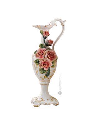 ANFORA Vaso ceramica artistica stile Barocco dettaglio oro 24k Made in Italy