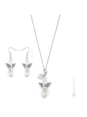 PARURE ANGELO bigiotteria artistica set collana collier orecchini perle in vetro di Murano fatta a mano autentico Made in Italy