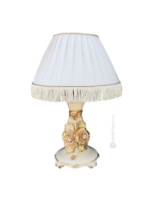 LAMPADA da tavolo abat-jour ceramica artistica stile Barocco dettaglio oro 24k Made in Italy