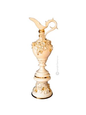 ANFORA Vaso ceramica artistica stile Barocco dettaglio oro 24k Made in Italy