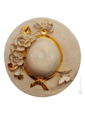 CAPPELLO Decorazione da appendere ceramica artistica stile Barocco dettaglio oro 24k Made in Italy