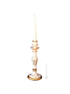 PORTACANDELE Portacandele candeliere ceramica artistica stile Barocco dettagli colore oro 24k Made in Italy