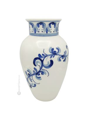 VASO DECO SQX BLU  Vaso in ceramica Friulano fatto e dipinto a mano autentico Made in Italy
