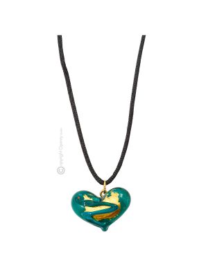 COLLANA MILLEFIORI CUORE ORO bigiotteria artistica collane collier vetro di Murano foglia oro 18k fatta a mano autentico Made in Italy