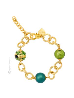 BRACCIALE FIORATO ORO bigiotteria artistica braccialetto perle in vetro di Murano con oro 18k fatto a mano autentico Made in Italy