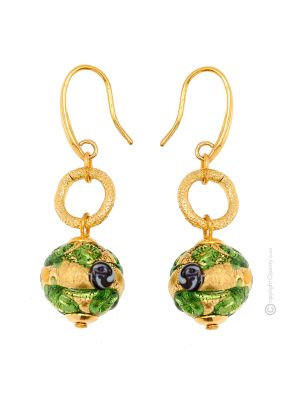 ORECCHINI FIORATO ORO bigiotteria artistica perle in vetro di Murano con oro 18k fatto a mano autentico Made in Italy