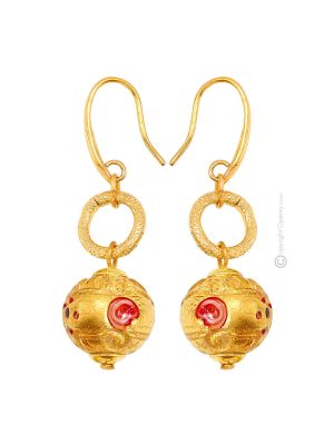 ORECCHINI FIORATO ORO bigiotteria artistica perle in vetro di Murano con oro 18k fatto a mano autentico Made in Italy