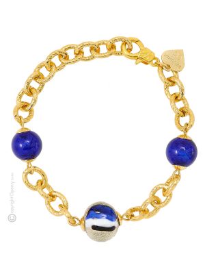 BRACCIALE FUNNY bigiotteria artistica braccialetto perle in vetro di Murano con oro 18k fatto a mano autentico Made in Italy