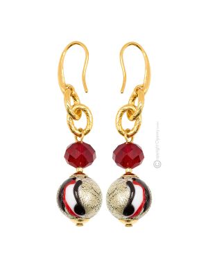 ORECCHINI FUNNY bigiotteria artistica perle in vetro di Murano con oro 18k fatto a mano autentico Made in Italy