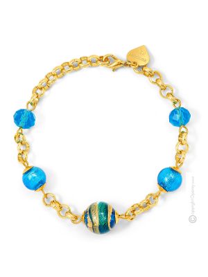 BRACCIALE FASCIA ORO bigiotteria artistica braccialetto perle in vetro di Murano con oro 18k fatto a mano autentico Made in Italy