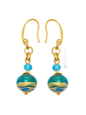 ORECCHINI FASCIA ORO bigiotteria artistica perle in vetro di Murano con oro 18k fatto a mano autentico Made in Italy