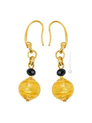 ORECCHINI FASCIA ORO bigiotteria artistica perle in vetro di Murano con oro 18k fatto a mano autentico Made in Italy