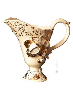 AGGRAZIATO VASO Ceramica artistica stile Barocco dettaglio oro 24k Made in Italy