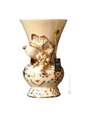 APPARISCENTE VASO Ceramica artistica stile Barocco dettaglio oro 24k Made in Italy