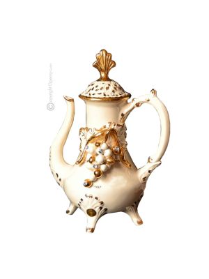ANFORA Decorazione da tavolo centrotavola ceramica artistica stile Barocco colore oro 24k cristalli swarovski