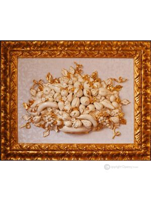 QUADRO decorativo ceramica artistica stile Barocco dettaglio oro 24k Made in Italy