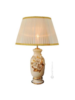 LAMPADA da tavolo abat-jour ceramica artistica stile Barocco dettaglio oro 24k cristalli swarovski
