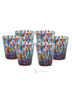 BICCHIERI CARNEVALE Set 6 bicchieri in vetro di Murano fatti a mano autentici Venezia Made in Italy