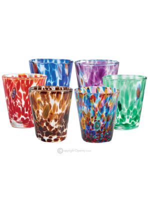 BICCHIERI CARNEVALE Set 6 bicchieri in vetro di Murano fatti a mano autentici Venezia Made in Italy