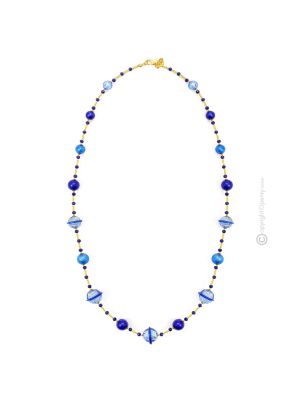 COLLANA SATURNO bigiotteria artistica collane collier perle in vetro di Murano con argento 925 fatta a mano autentico Made in Italy