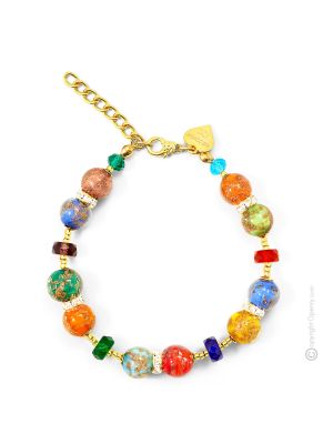 BRACCIALE EMILY bigiotteria artistica braccialetto perle in vetro di Murano con avventurina fatto a mano autentico Made in Italy