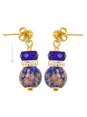 ORECCHINI EMILY bigiotteria artistica perle in vetro di Murano con avventurina fatti a mano autentico Made in Italy