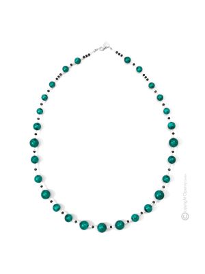 COLLANA ONDA bigiotteria artistica collane collier perle in vetro di Murano con argento 925 fatta a mano autentico Made in Italy