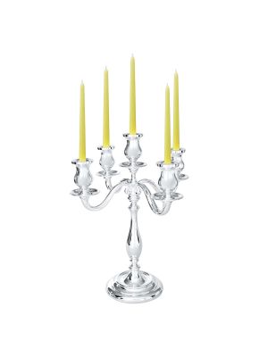 CANDELABRO INGLESE 5 Fiamme Candeliere Portacandele Argento Placcato Fatto a Mano Made in Italy