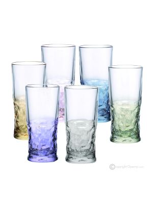 Set 6 bicchieri acqua dipinti a mano autentici moderni in vetro di qualità superiore.