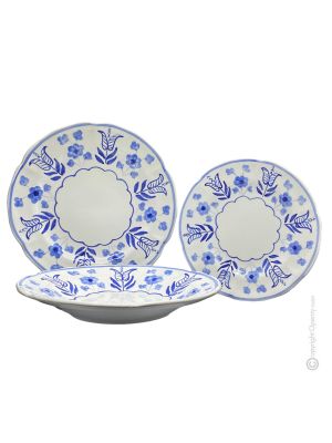 PIATTI TULIPANI Collezione set servizio piatti stoviglie ceramica di Castelli fatto dipinto a mano Made in Italy
