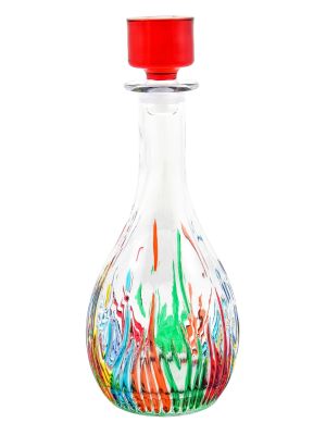 BOTTIGLIA FIRE Bottiglia Cristallo Dipinto Mano Colori Tradizione Venezia