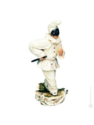 PULCINELLA Statuetta Statua Statuina Porcellana Capodimonte Fatto a Mano Made in Italy