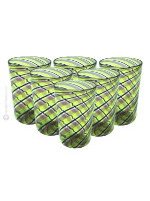 ACQUA CANNE Set 6 bicchieri tumbler in vetro di Murano Made in Italy