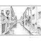 CALLE BERGAMI S.CROCE - VENEZIA Disegno con matita su cartoncino moderno Made in Italy 