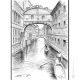 PONTE DEI SOSPIRI - VENEZIA Disegno con matita su cartoncino moderno Made in Italy 