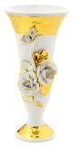 VASO CALICE ROSE Vaso Ceramica Creazioni Artistiche Stile Barocco Oro 24k Made in Italy