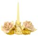 PORTACANDELE ROSA Candeliere Ceramica Creazioni Artistiche Barocco Oro 24k Made in Italy